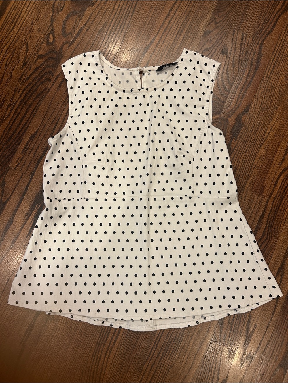 Jules & Leopold White Peplum Top with Black Polka Dots